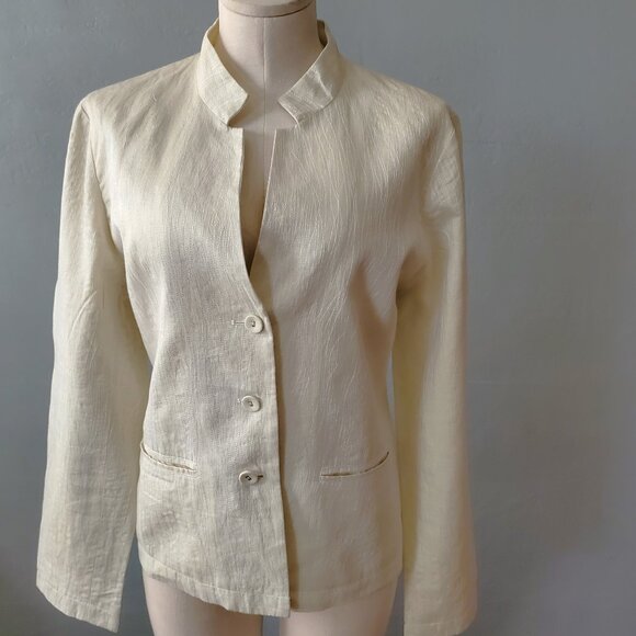 Eileen Fisher Linen Blazer/ Size L/ Oyster White - Picture 1 of 9
